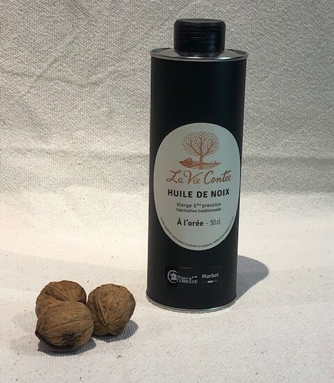 Huile de noix vierge monovariétale Marbot à l’orée (de la chauffe) – 50 cl – métal