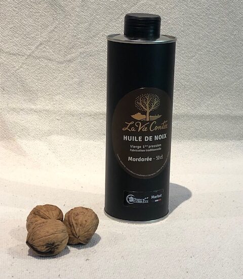 Huile de noix vierge monovariétale Marbot mordorée – 50 cl – métal